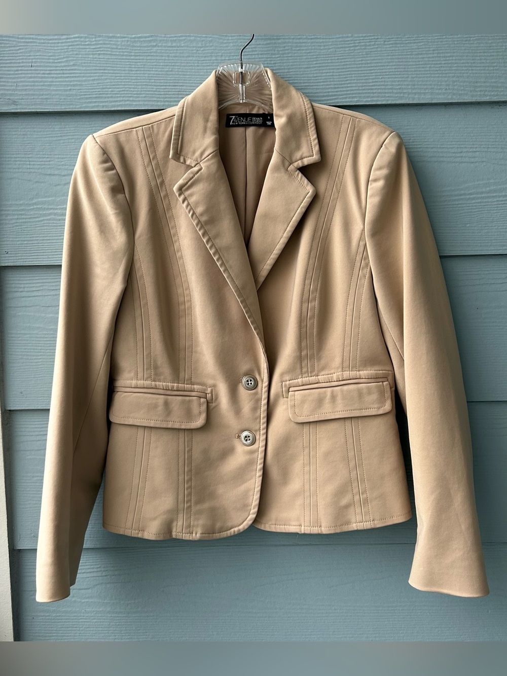 7th Avenue New York & Company Tan Tailored Notch Collar Blazer
